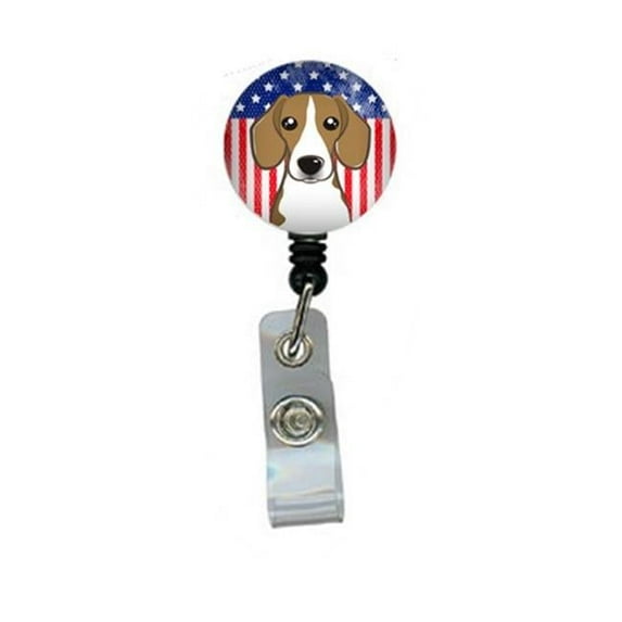 American Flag and Beagle Retractable Badge Reel