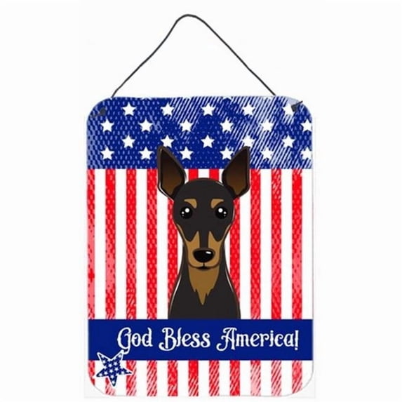 Caroline's Treasures BB2170DS1216 American Flag and Min Pin Wall or Door Hanging Prints, 12x16, multicolor