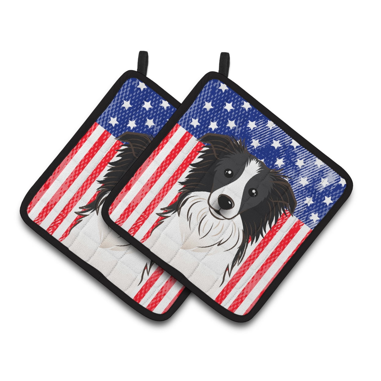Caroline's Treasures American Flag And Border Collie Potholder Htj27287