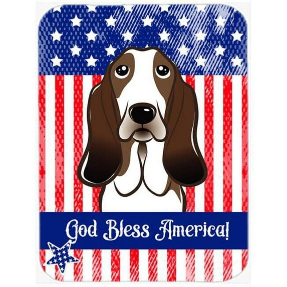 Carolines Treasures BB2173MP God Bless American Flag with Basset Hound Mouse Pad- Hot Pad or Trivet