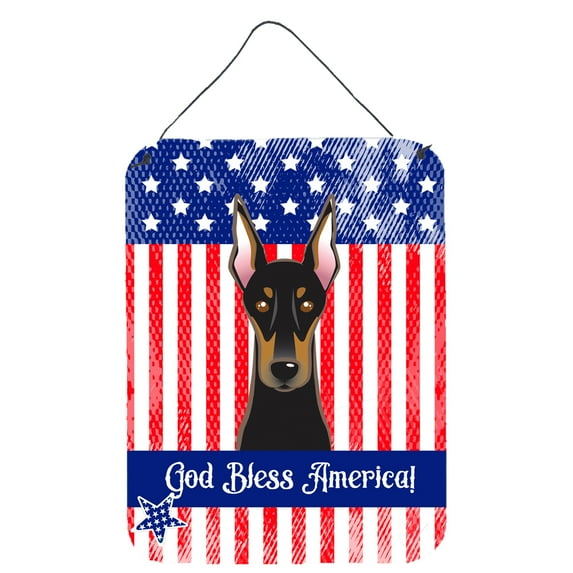 Carolines Treasures BB2175DS1216 God Bless American Flag with Doberman Wall or Door Hanging Prints