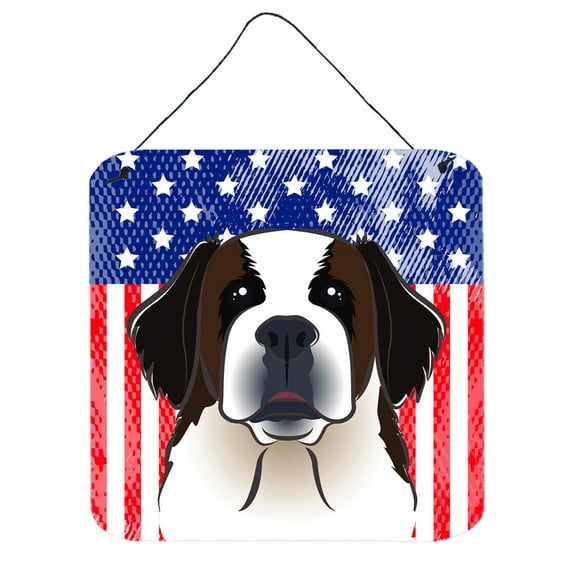 Carolines Treasures BB2176DS66 American Flag & Saint Bernard Wall or Door Hanging Prints