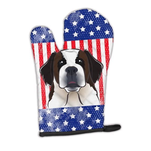 Carolines Treasures BB2176OVMT American Flag and Saint Bernard Oven Mitt Large multicolor