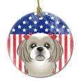 thumbnail image 1 of American Flag and Gray Silver Shih Tzu Ceramic Ornament, 1 of 1