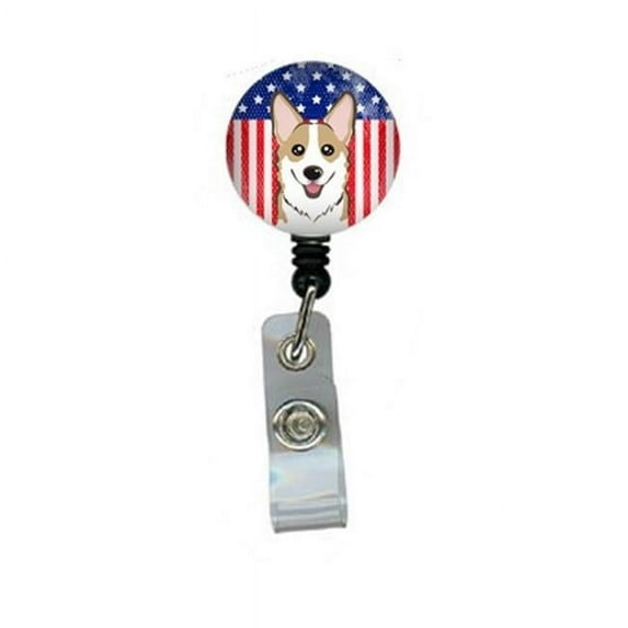 Carolines Treasures BB2183BR American Flag & Sable Corgi Retractable Badge Reel
