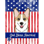 Carolines Treasures BB2183GF God Bless American Flag with Sable Corgi Flag Garden