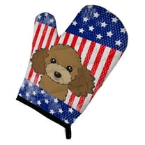 American Flag and Chocolate Brown Poodle Oven Mitt