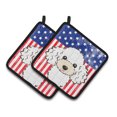 thumbnail image 1 of American Flag and White Poodle Pair of Pot Holders, 1 of 3