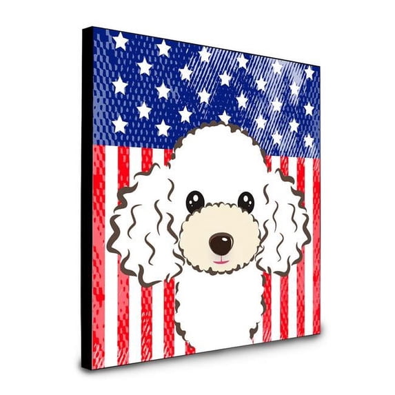 Caroline's Treasures BB2187UP88 American Flag and White Poodle Artwork Wall Panel, , multicolor