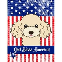 Caroline's Treasures BB2188GF God Bless American Flag with Buff Poodle Flag Garden Size , Small, multicolor