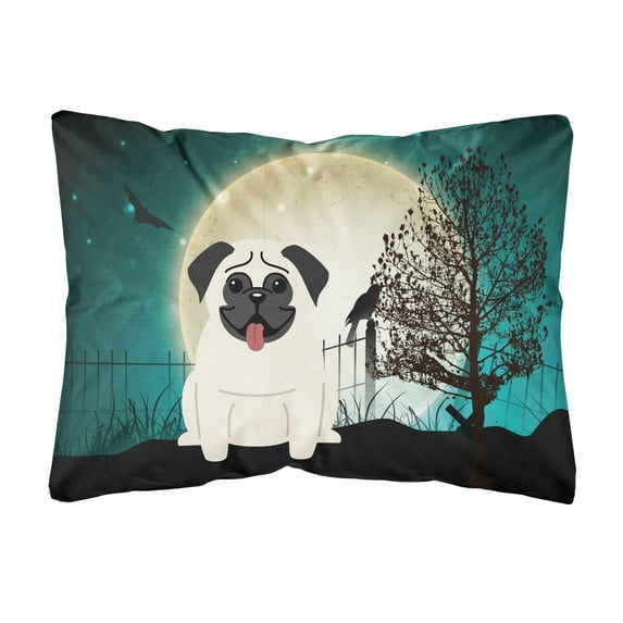 Carolines Treasures BB2194PW1216 Halloween Scary Pug Cream Canvas Fabric Decorative Pillow, 12H x16W, multicolor
