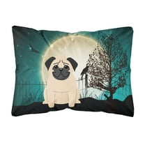 Carolines Treasures BB2198PW1216 Halloween Scary Pug Fawn Canvas Fabric Decorative Pillow, 12H x16W, multicolor