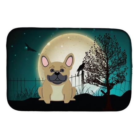 Halloween Scary French Bulldog Cream Dish Drying Mat