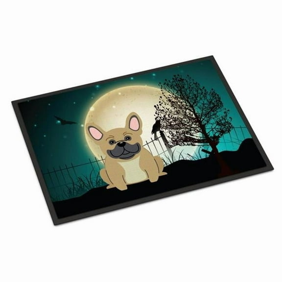 Carolines Treasures BB2200JMAT Halloween Scary French Bulldog Cream Indoor or Outdoor Mat, 24 x 0.25 x 36 in.