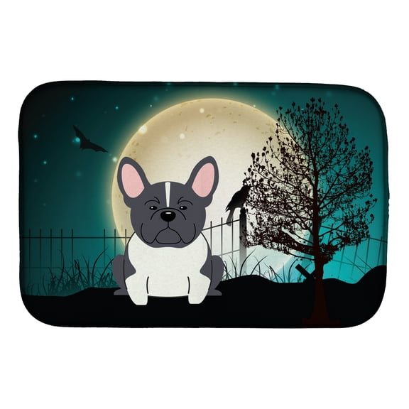 Carolines Treasures BB2202DDM Halloween Scary French Bulldog Black & White Dish Drying Mat
