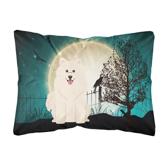Carolines Treasures BB2220PW1216 Halloween Scary Samoyed Canvas Fabric Decorative Pillow, 12H x16W, multicolor
