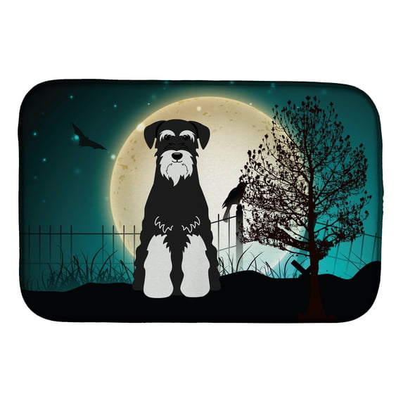 Halloween Scary Standard Schnauzer Salt and Pepper Dish Drying Mat