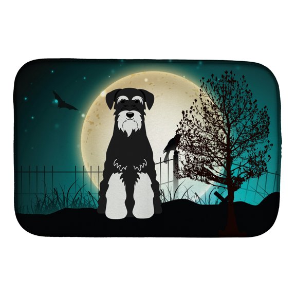 Halloween Scary Standard Schnauzer Salt and Pepper Dish Drying Mat
