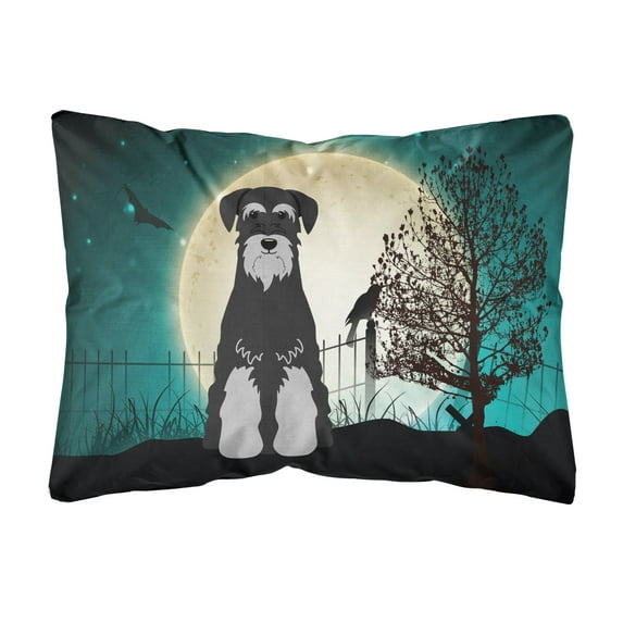 Carolines Treasures BB2224PW1216 Halloween Scary Standard Schnauzer Black Grey Canvas Fabric Decorative Pillow, 12H