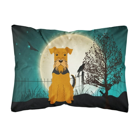 Carolines Treasures BB2231PW1216 Halloween Scary Airedale Canvas Fabric Decorative Pillow, 12H x16W, multicolor