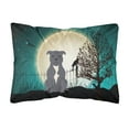 thumbnail image 1 of Carolines Treasures BB2236PW1216 Halloween Scary Staffordshire Bull Terrier Blue Canvas Fabric Decorative Pillow, 12H, 1 of 3