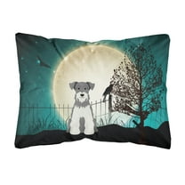 Carolines Treasures BB2244PW1216 Halloween Scary Miniature Schnauzer Salt and Pepper Canvas Fabric Decorative Pillow,