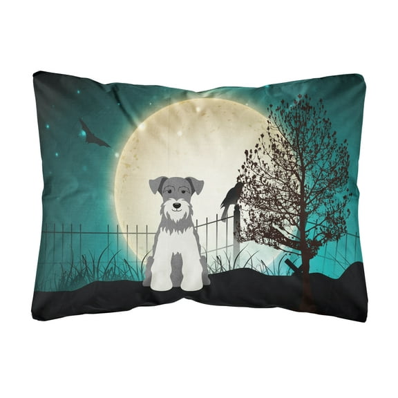 Carolines Treasures BB2244PW1216 Halloween Scary Miniature Schnauzer Salt and Pepper Canvas Fabric Decorative Pillow,