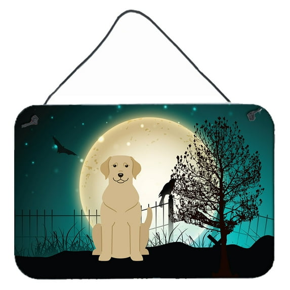 Carolines Treasures BB2245DS812 Halloween Scary Yellow Labrador Wall or Door Hanging Prints  8x12 multicolor