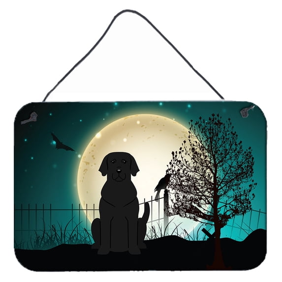 Carolines Treasures BB2247DS812 Halloween Scary Black Labrador Wall or Door Hanging Prints 8x12 multicolor