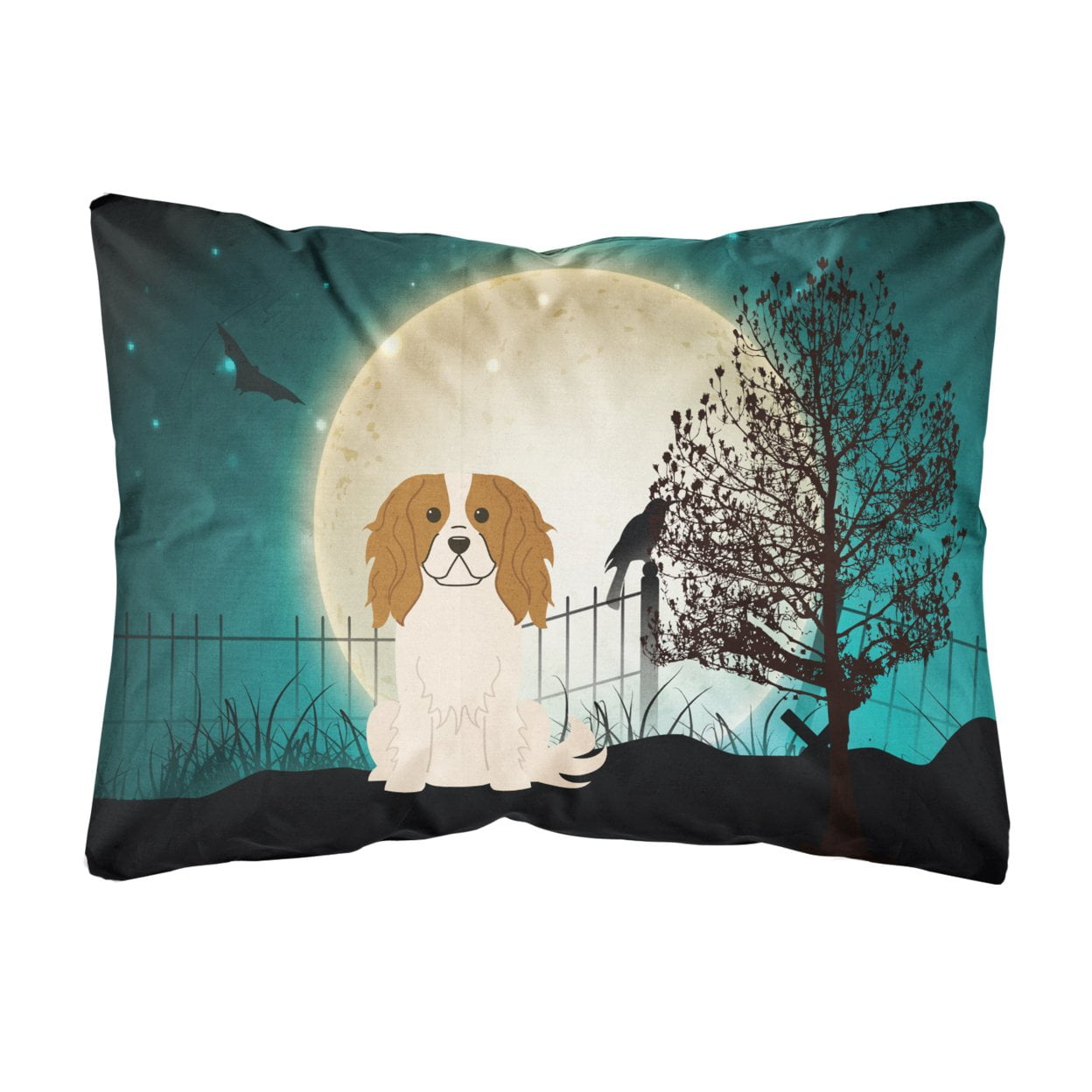 Carolines Treasures BB2248PW1216 Halloween Scary Cavalier Spaniel Canvas Fabric Decorative Pillow, 12H x16W, multicolor