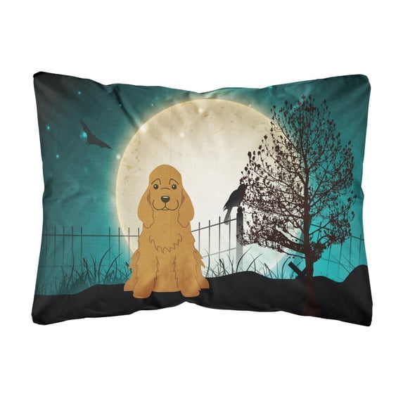 Carolines Treasures BB2285PW1216 Halloween Scary Cocker Spaniel Red Canvas Fabric Decorative Pillow, 12H x16W,