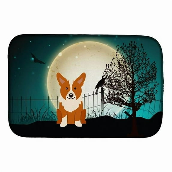 Carolines Treasures BB2290DDM Halloween Scary Corgi Dish Drying Mat