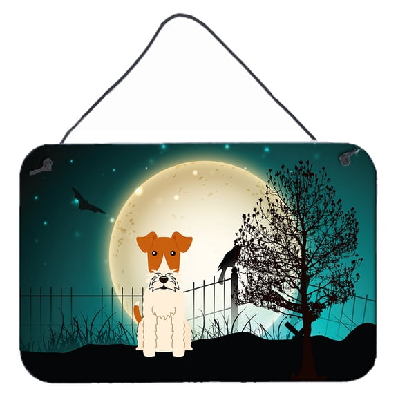 Carolines Treasures BB2291DS812 Halloween Scary Wire Fox Terrier Wall or Door Hanging Prints  8x12 multicolor