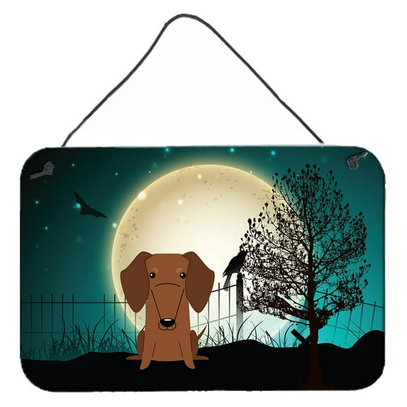 Carolines Treasures BB2320DS812 Halloween Scary Dachshund Red Brown Wall or Door Hanging Prints  8x12 multicolor