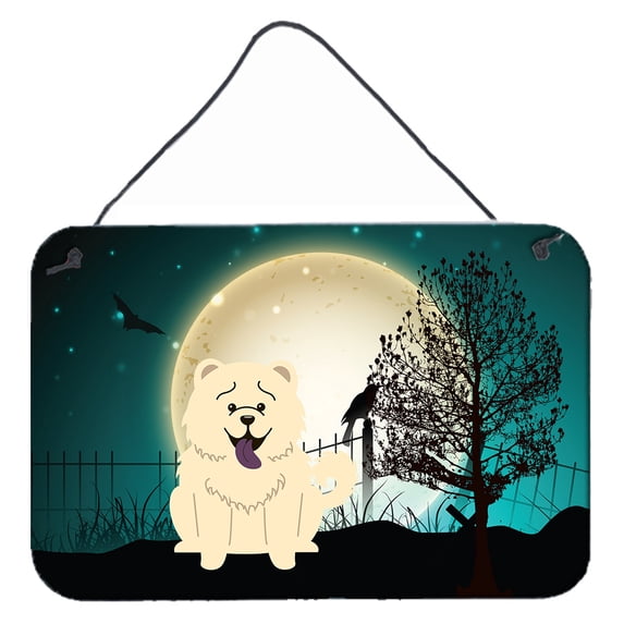 Carolines Treasures BB2330DS812 Halloween Scary Chow Chow White Wall or Door Hanging Prints 8x12 multicolor