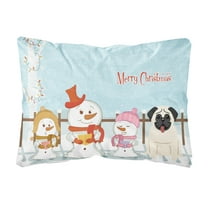 Carolines Treasures BB2335PW1216 Merry Christmas Carolers Pug Cream Canvas Fabric Decorative Pillow, 12H x16W,