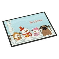 Carolines Treasures BB2336MAT Merry Christmas Carolers Pug Brown Indoor or Outdoor Mat, 18 x 0.25 x 27 in.