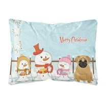 Carolines Treasures BB2338PW1216 Merry Christmas Carolers Pug Brown Canvas Fabric Decorative Pillow, 12H x16W,
