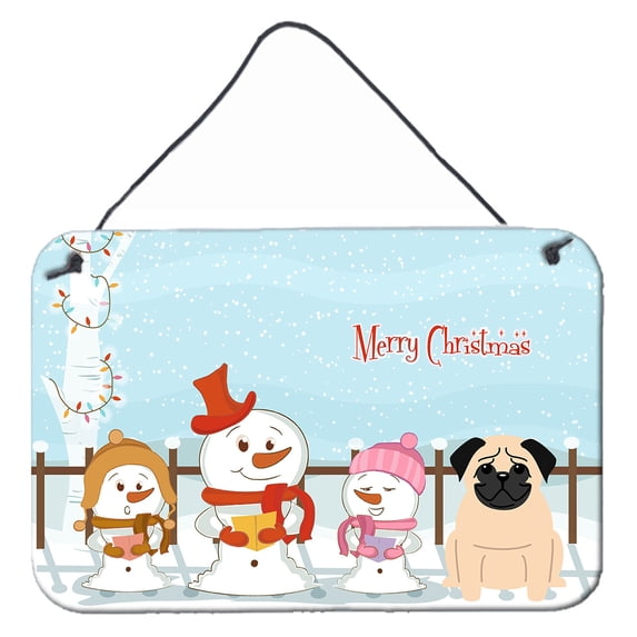Carolines Treasures BB2339DS812 Merry Christmas Carolers Pug Fawn Wall or Door Hanging Prints 8x12 multicolor
