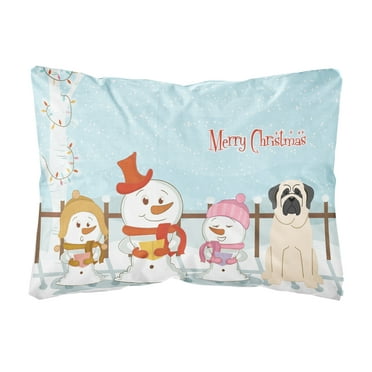 Carolines Treasures BB2348PW1216 Merry Christmas Carolers Mastiff White Canvas Fabric Decorative Pillow, 12H x16W,
