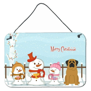 Carolines Treasures BB2349DS812 Merry Christmas Carolers Mastiff Wall or Door Hanging Prints  8x12 multicolor