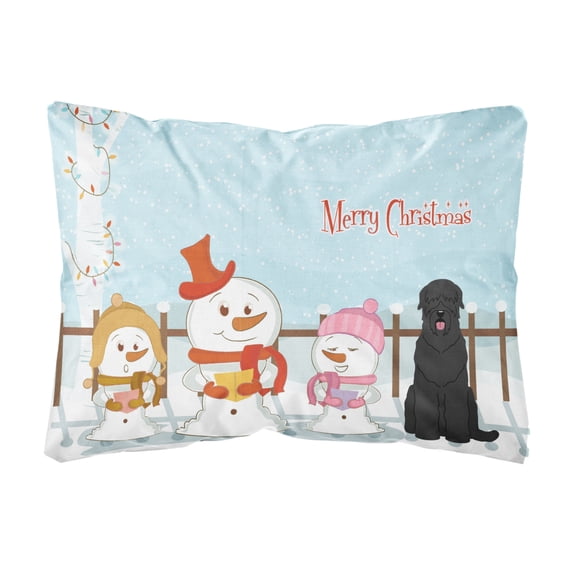 Carolines Treasures BB2357PW1216 Merry Christmas Carolers Black Russian Terrier Canvas Fabric Decorative Pillow, 12H