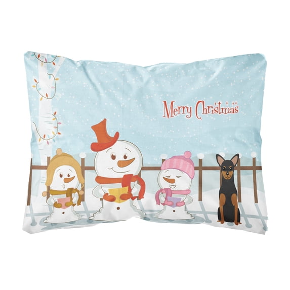 Carolines Treasures BB2359PW1216 Merry Christmas Carolers Manchester Terrier Canvas Fabric Decorative Pillow, 12H x16W,