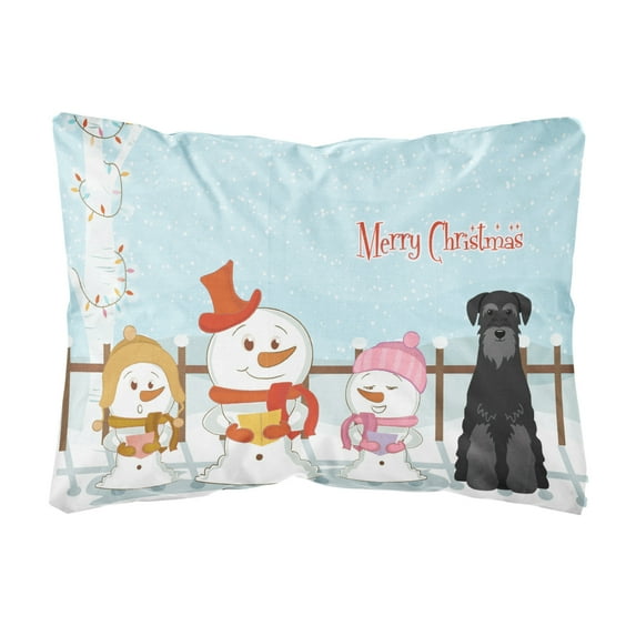 Carolines Treasures BB2363PW1216 Merry Christmas Carolers Standard Schnauzer Black Canvas Fabric Decorative Pillow, 12H