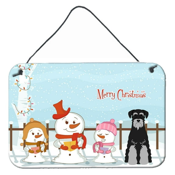 Carolines Treasures BB2365DS812 Merry Christmas Carolers Standard Schnauzer Black Grey Wall or Door Hanging Prints 8x12