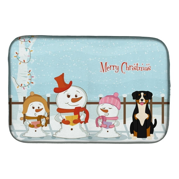 Merry Christmas Carolers Entlebucher Dish Drying Mat