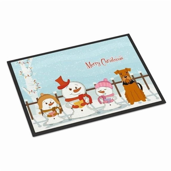 Merry Christmas Carolers Airedale Door Mat