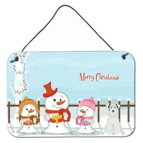 Carolines Treasures BB2384DS812 Merry Christmas Carolers Miniature Schanuzer White Wall or Door Hanging Prints 8x12