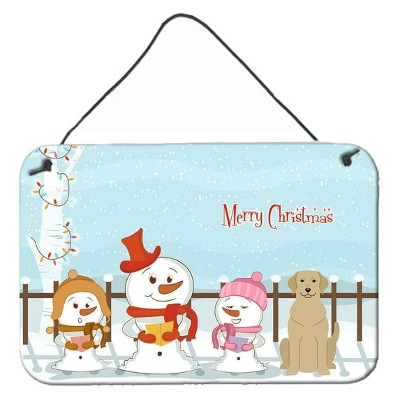 Carolines Treasures BB2386DS812 Merry Christmas Carolers Yellow Labrador Wall or Door Hanging Prints  8x12 multicolor