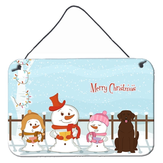 Carolines Treasures BB2387DS812 Merry Christmas Carolers Chocolate Labrador Wall or Door Hanging Prints 8x12 multicolor